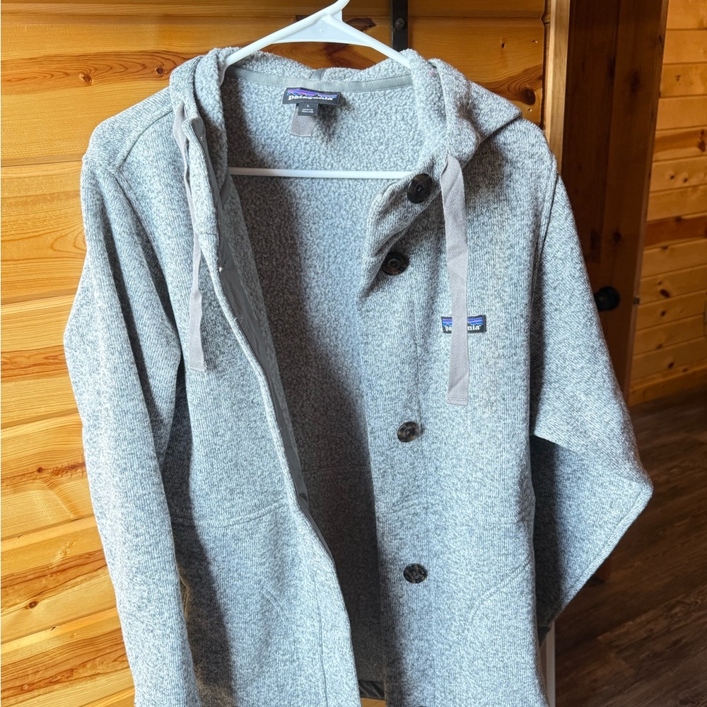 Gray Hooded Cardigan with Button Closure patagonia